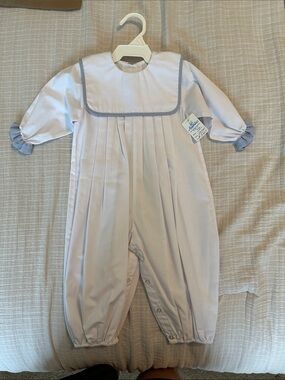 Classic White Baby One-Piece with Blue Trim